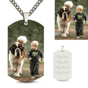 Personalisierte Edelstahl- Dog-Tag-Halskette mit Photo
