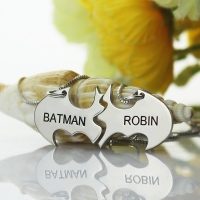 Individualisierte Freundeskette mit Batman/Robin, Sterling Silber